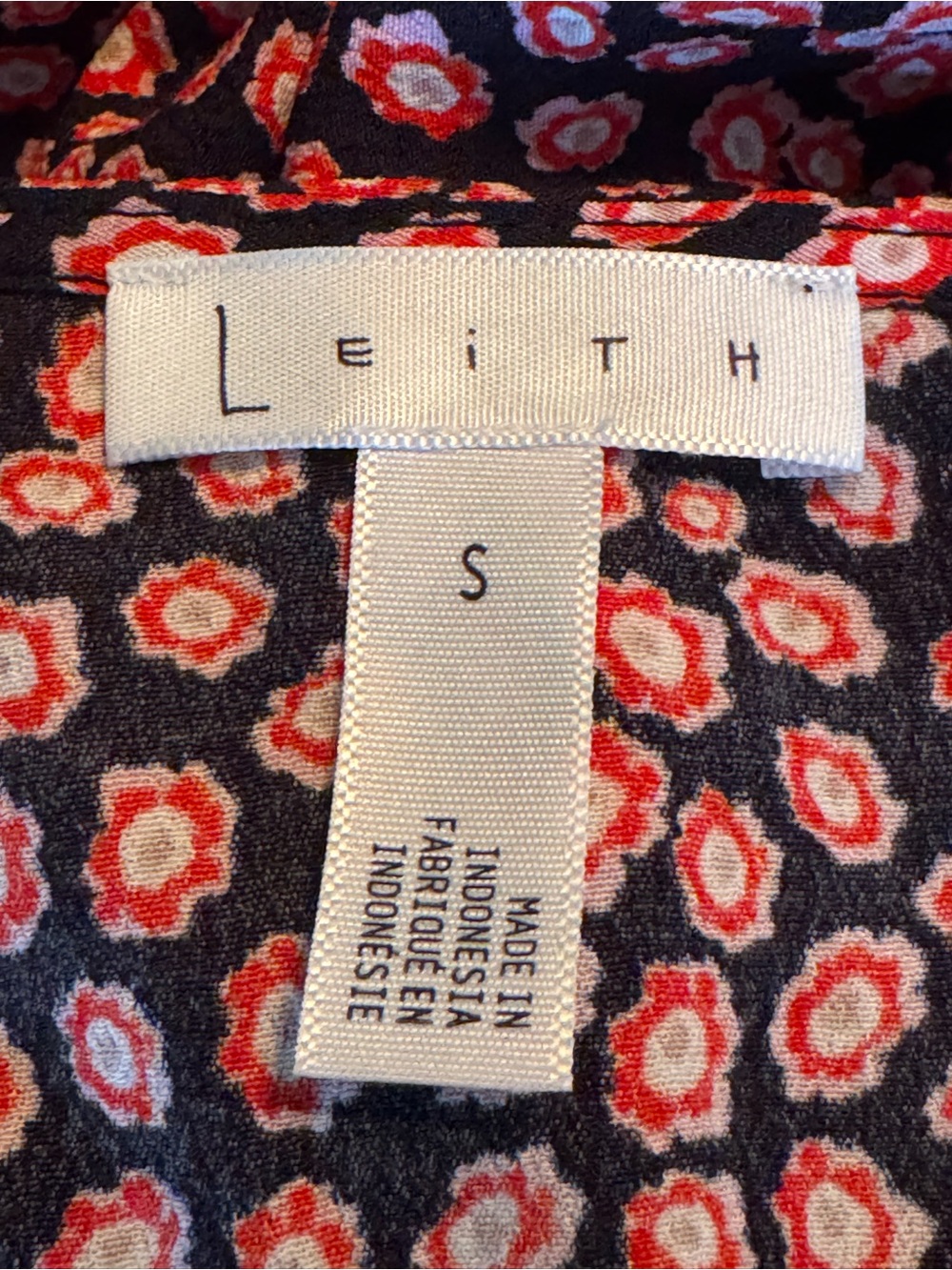 Leith navy, red, pink Floral Long Sleeve V-Neck Midi Dress small - Picture 10 of 11